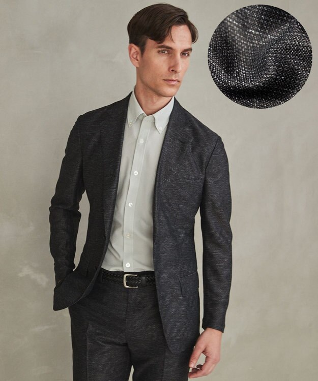 GOTAIRIKU 新素材セットアップ【通気性抜群/洗える/シワになりにくい】カラミプリントストレッチセットアップ ジャケット グレー系8