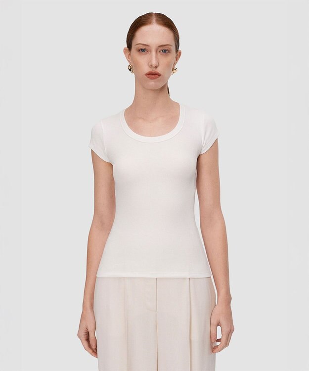 JOSEPH コットンリブ　トップ White