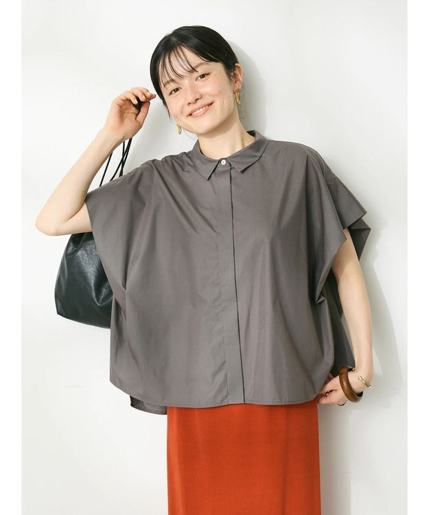 CRAFT STANDARD BOUTIQUE ステンサイドソリッドブラウス Charcoal Gray
