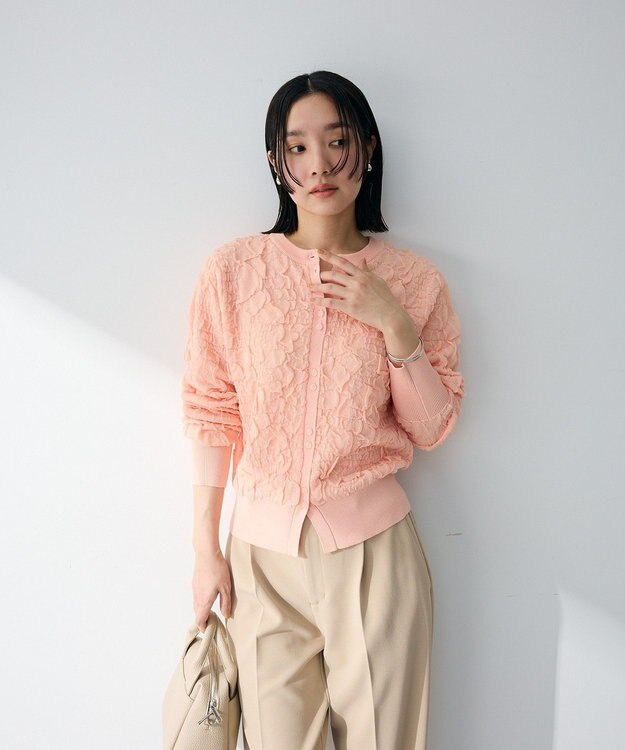 Green Parks 表面感ニットカーディガン Pink