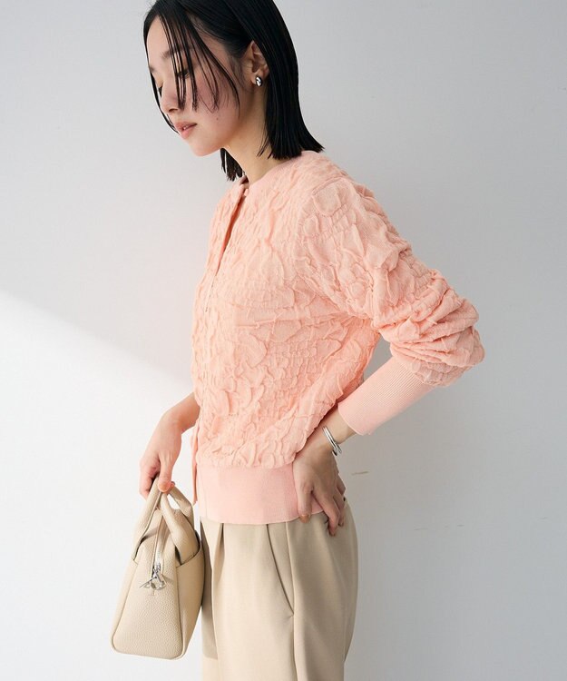 Green Parks 表面感ニットカーディガン Pink