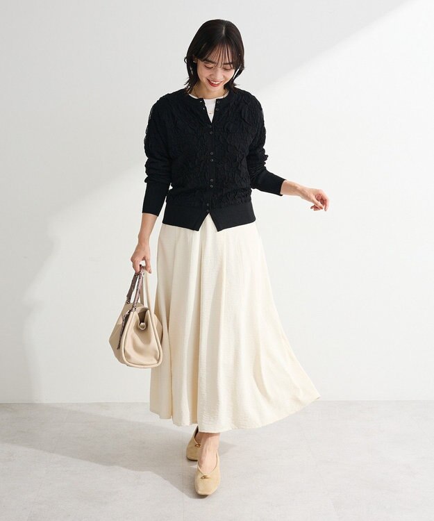 Green Parks 表面感ニットカーディガン Black