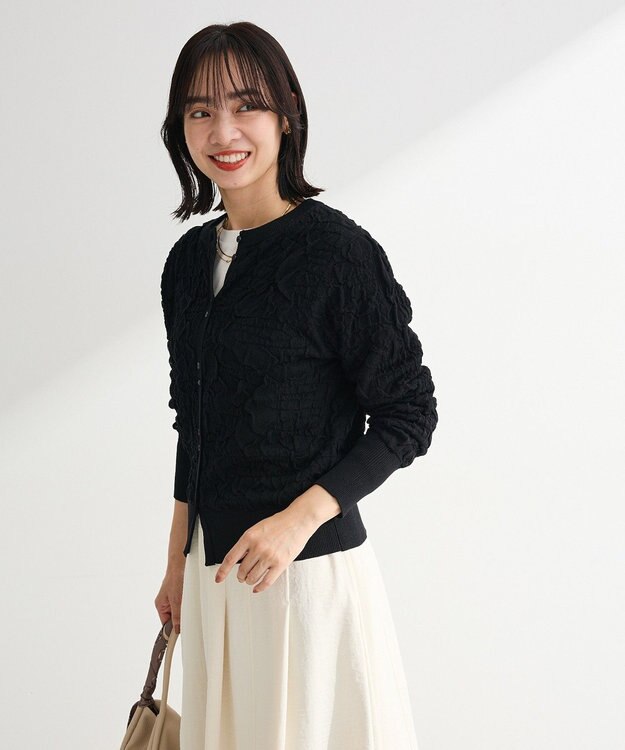 Green Parks 表面感ニットカーディガン Black