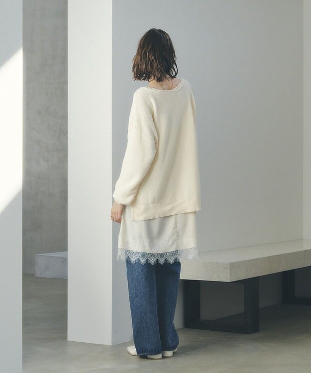 YECCA VECCA 2wayヘンリーネックルーズニット Ivory