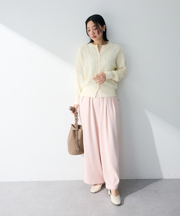 Green Parks 表面感ニットカーディガン Ecru