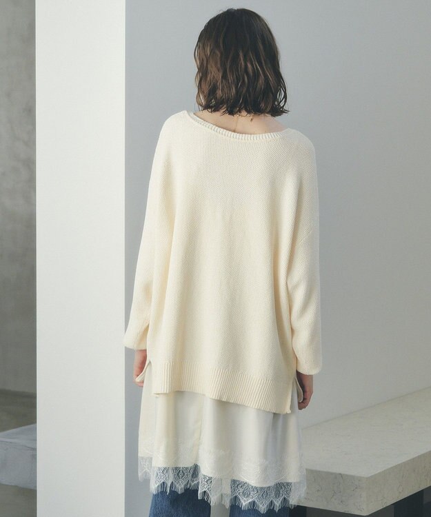 YECCA VECCA 2wayヘンリーネックルーズニット Ivory