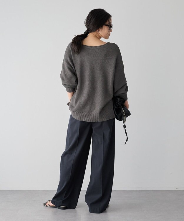 YECCA VECCA 2wayヘンリーネックルーズニット Charcoal Gray
