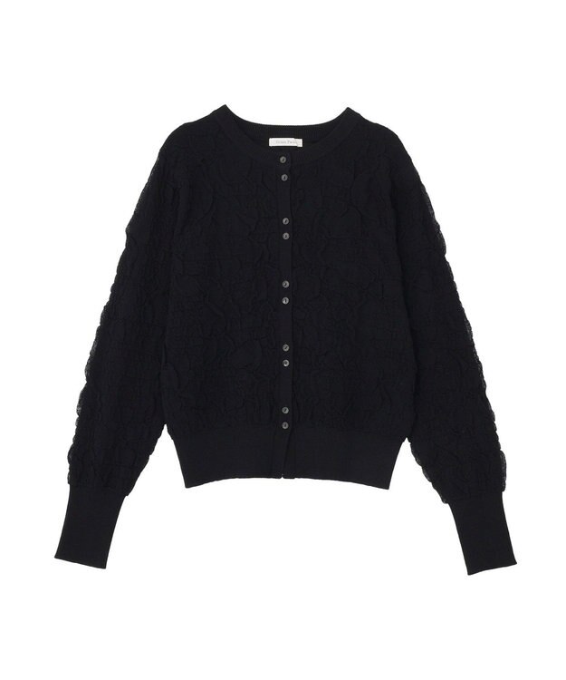 Green Parks 表面感ニットカーディガン Black