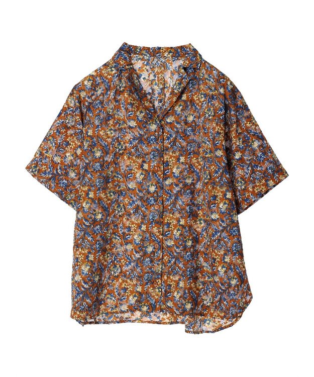 Green Parks 柄開襟シャツ Brown