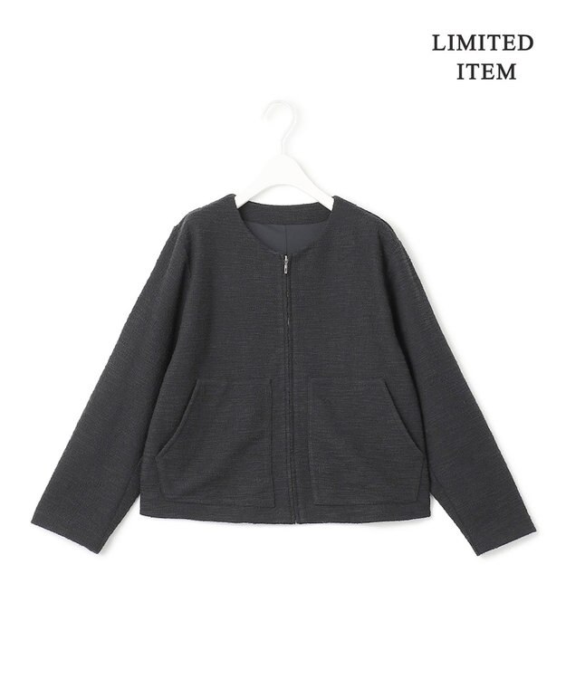 ICB 【WEB限定・洗える】 ツイードインレイ ブルゾン ブラック系