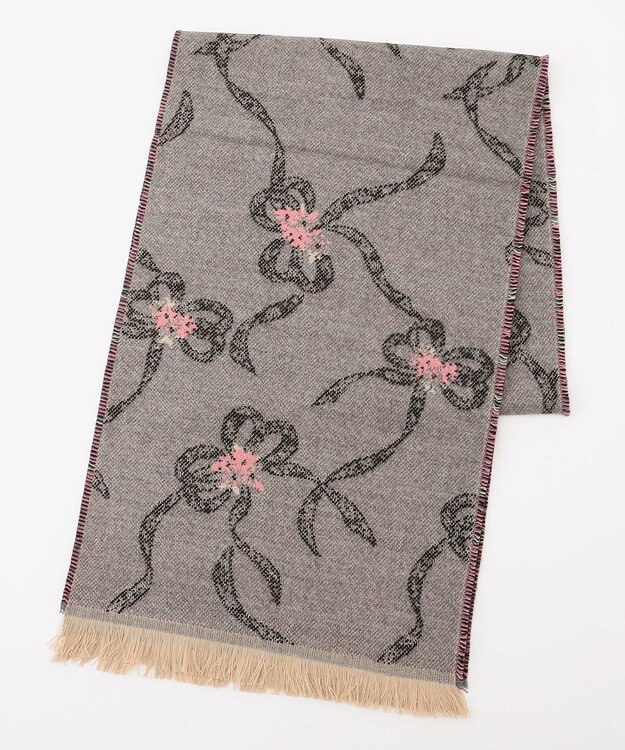 TOCCA 【フランス製】SHAKE RIBBON JAQUARD STOLE  ストール ライトグレー系