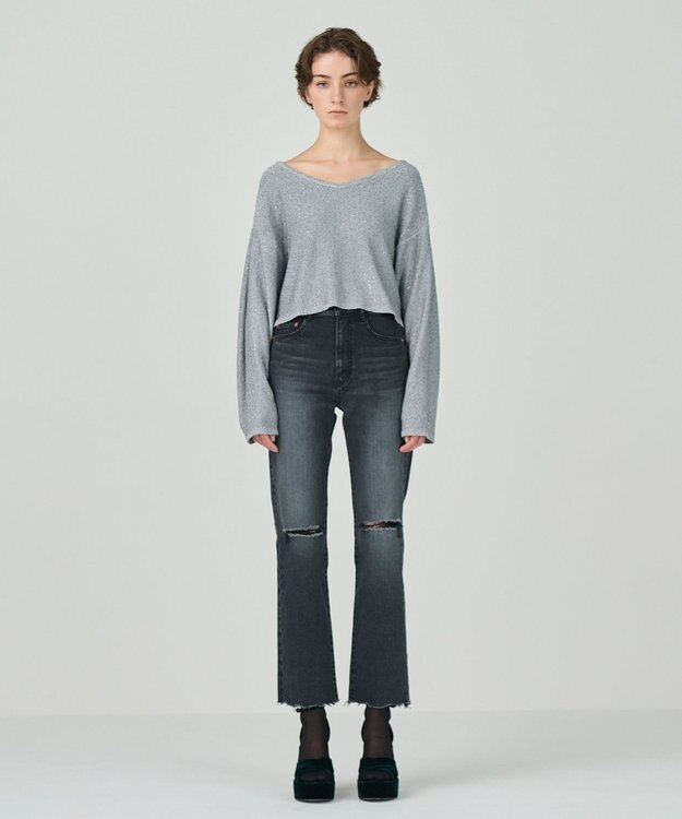 GRACE CONTINENTAL スリムブラックデニムパンツ ブラック