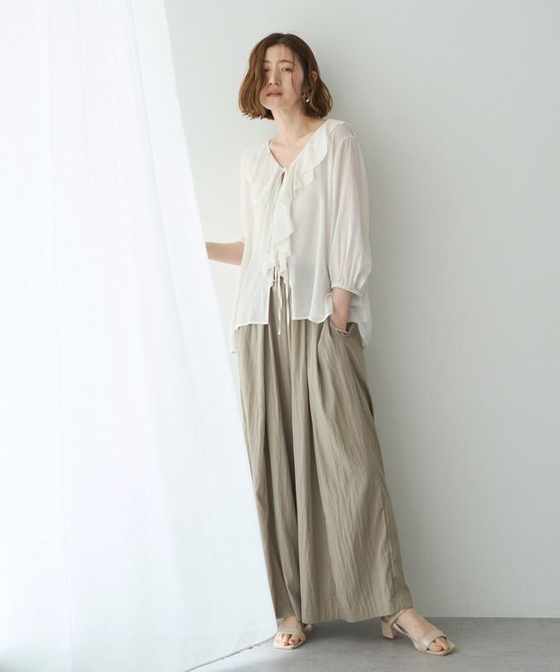 YECCA VECCA 【UVカット/遮熱/接触冷感】COOLタックワイドパンツ Gray Beige