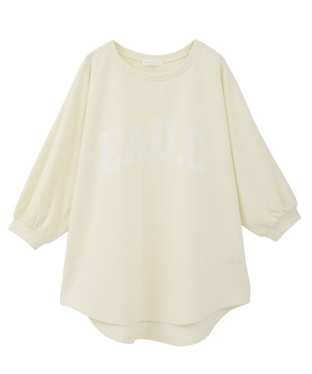 Green Parks ７分袖ミニ裏毛ドルマンロゴプルオーバー Ecru
