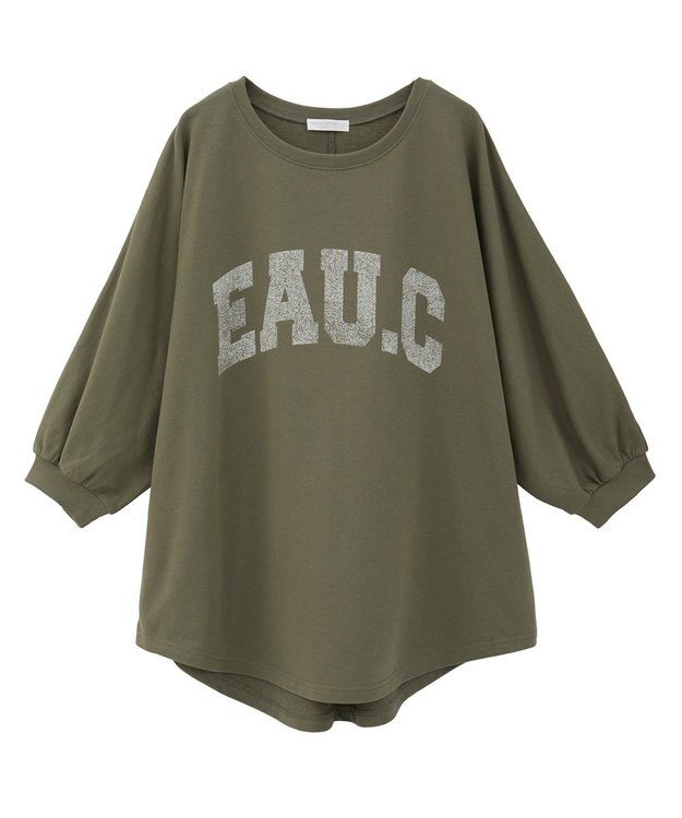 Green Parks ７分袖ミニ裏毛ドルマンロゴプルオーバー Khaki