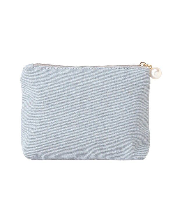 Maison de FLEUR ラインストーンデニムポーチ Light Blue