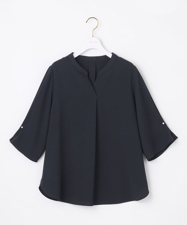 ANY SIS 【洗える】カフリングポイント ブラウス ネイビー