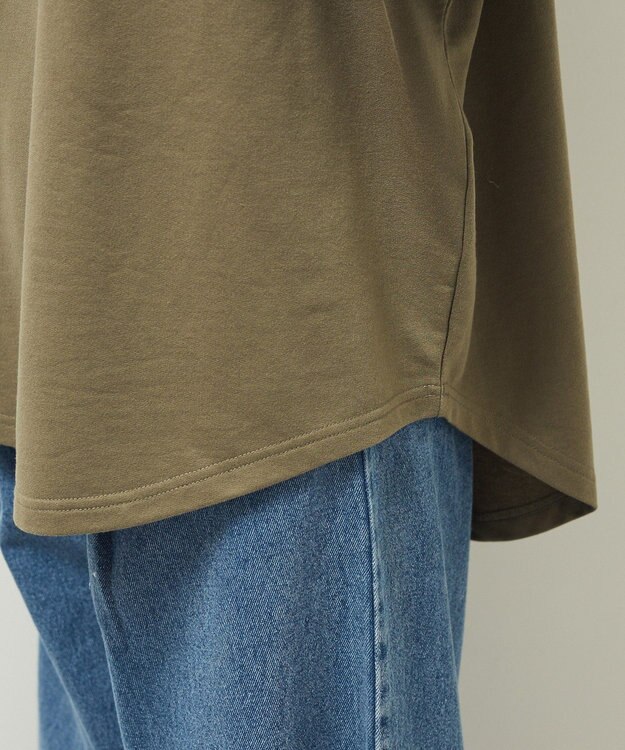 Green Parks ７分袖ミニ裏毛ドルマンロゴプルオーバー Khaki