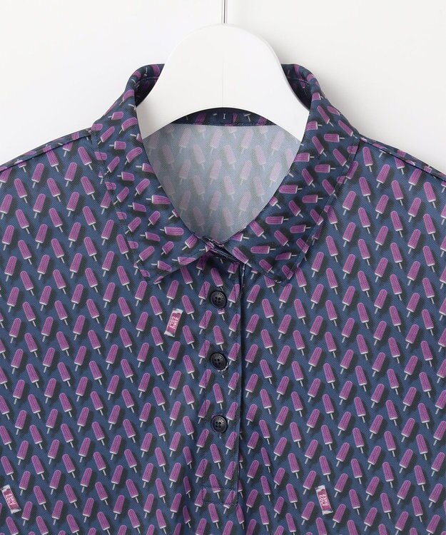 23区GOLF 【WOMEN】【接触冷感・UVケア・吸水速乾】アイス柄 ポロシャツ ネイビー系5