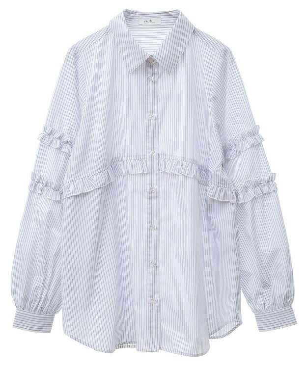 earth music&ecology レギュラーカラーフリルシャツ Off White