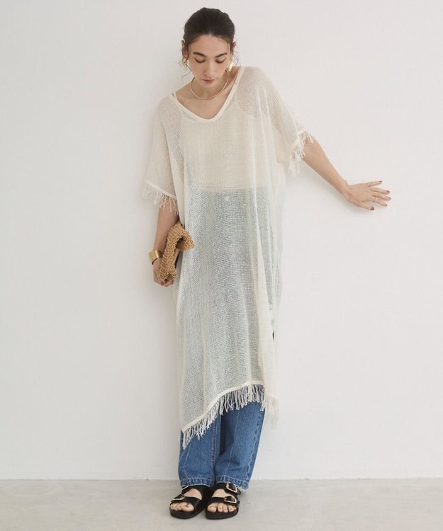 WEGO 【ANGIE VINTAGE】メッシュジレワンピース オフホワイト