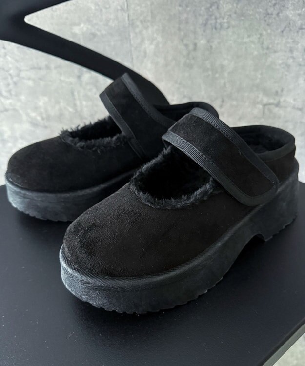 WEGO ムートンタッチメリージェーンシューズ ブラック