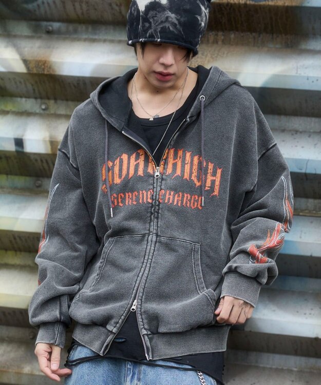 WEGO 【ユニセックス着用ITEM】ブリーチグラフィックZIPパーカー 柄1