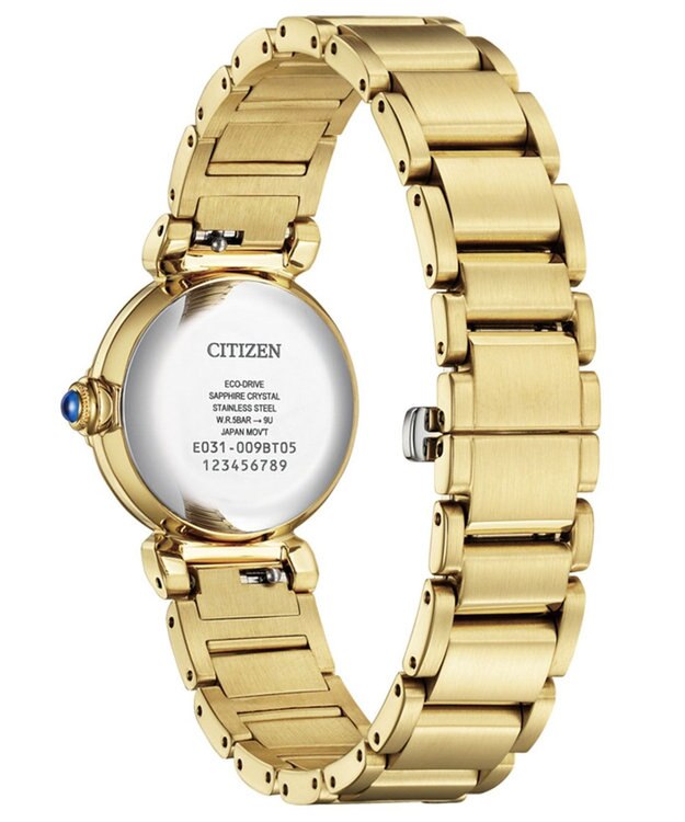 CITIZEN 【生命力あふれる美しい水（AQUA）を表現した限定モデル】電池交換不要 光発電エコ・ドライブ ROUND Collection EM1133-85L ゴールド
