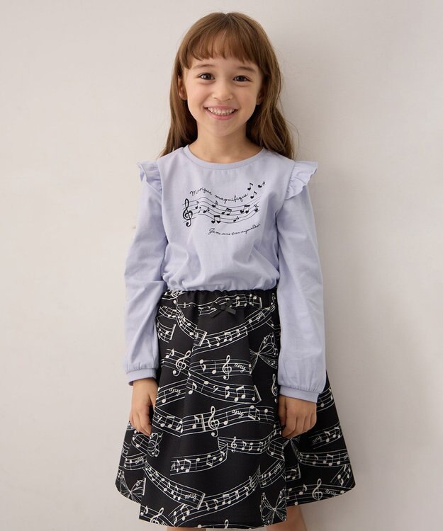 ANY KIDS 【WEB限定】7days プリント 長袖Tシャツ サックスブルー×音符