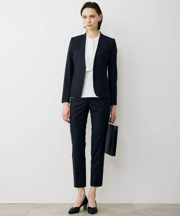 ICB L 【新色追加・セットアップ対応】Bahariye ノーカラージャケット ネイビーストライプ系