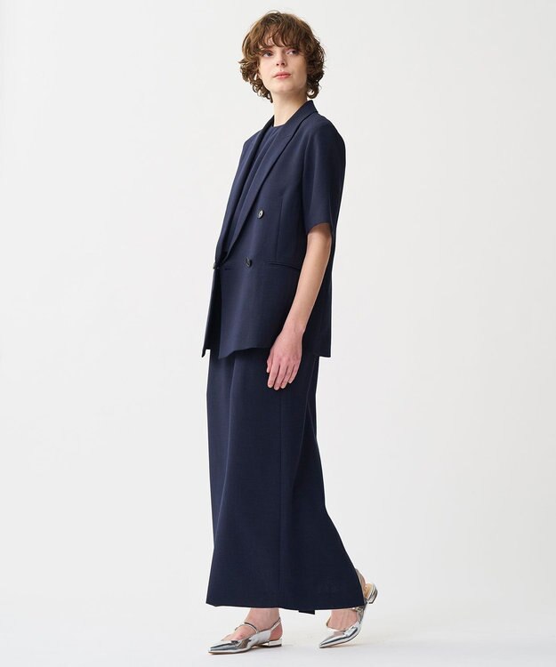 uncrave 【佐藤晴美さん着用】ウォッシャブルドライサップ ハーフスリーブジャケット ネイビー