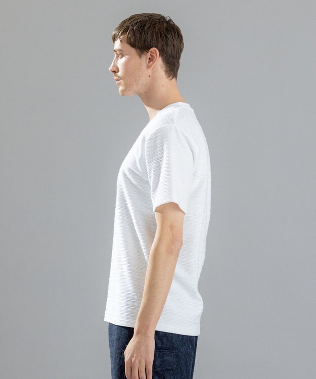 JOSEPH HOMME メランジリップル　Vネックカットソー ホワイト系