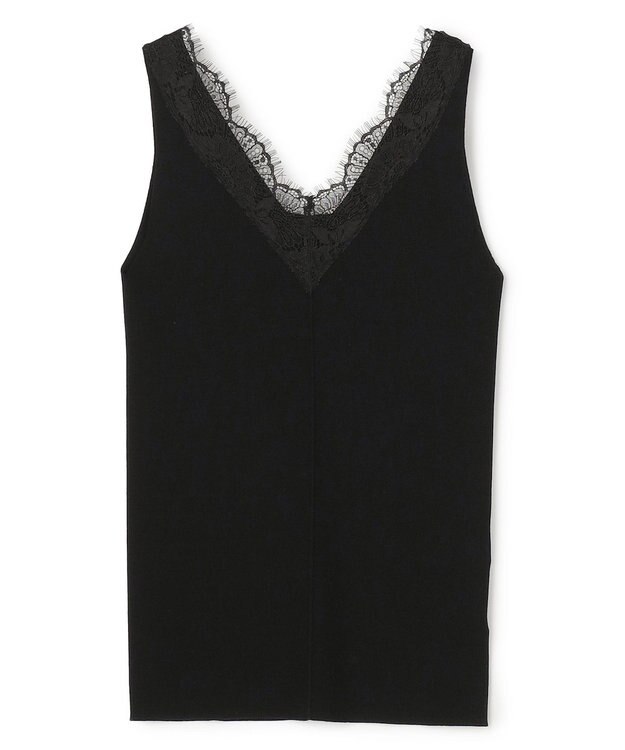 BEIGE， 【VERY NaVY掲載】RUBY / レーストリム リブタンクトップ Black