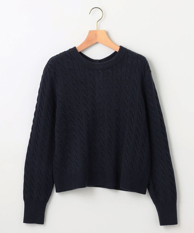 組曲 【前後着用可】コットンカシミヤ混2WAYケーブル ニット ネイビー系