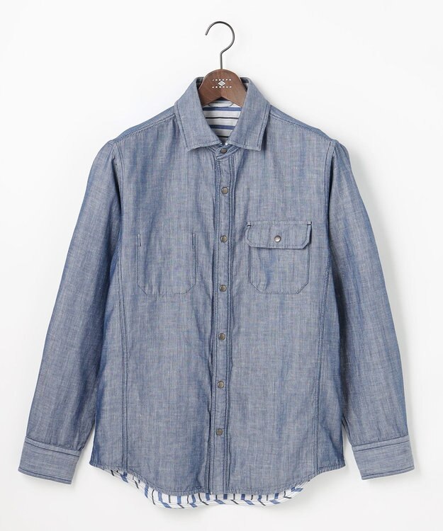 JOSEPH ABBOUD 【キングサイズ・2WAY】 リバーシブルシャツ サックスブルー系