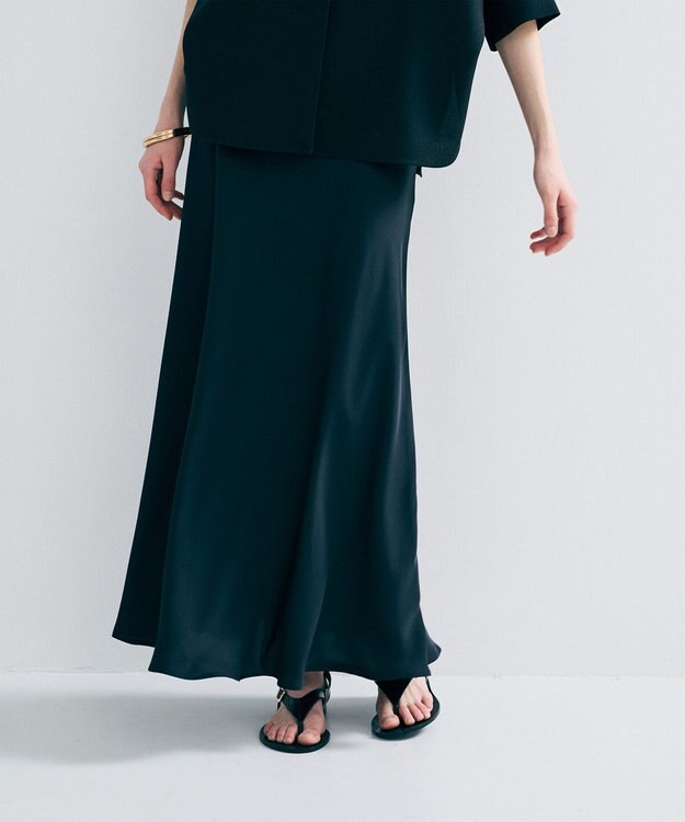 uncrave ライトダブルサテン バイアススカート ブラック