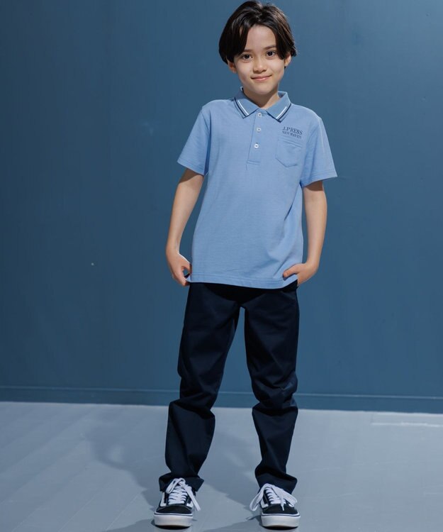 J.PRESS KIDS 【140-170cm】ダブルライン カラー 半袖ポロシャツ ライトブルー