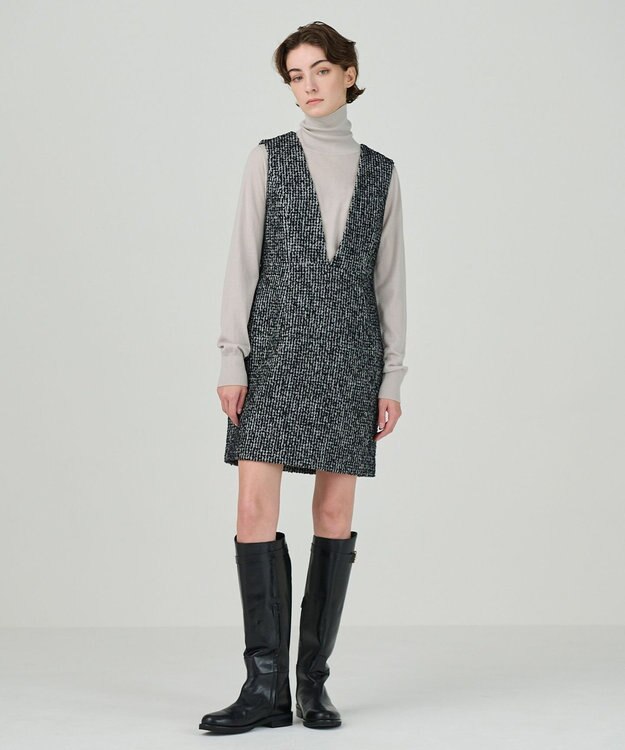 GRACE CONTINENTAL ラメループツイードジャンパースカート ブラック