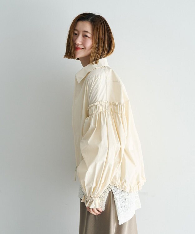 YECCA VECCA ボリュームギャザーデザインZIPブルゾン Ivory