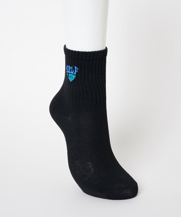 WEGO ハートロゴ刺繍ソックス ブラック