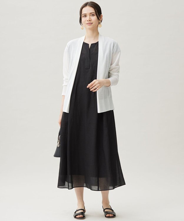 自由区 【カタログ掲載・接触冷感・洗える】シアーラミーローンフレンチスリーブ ワンピース セピア