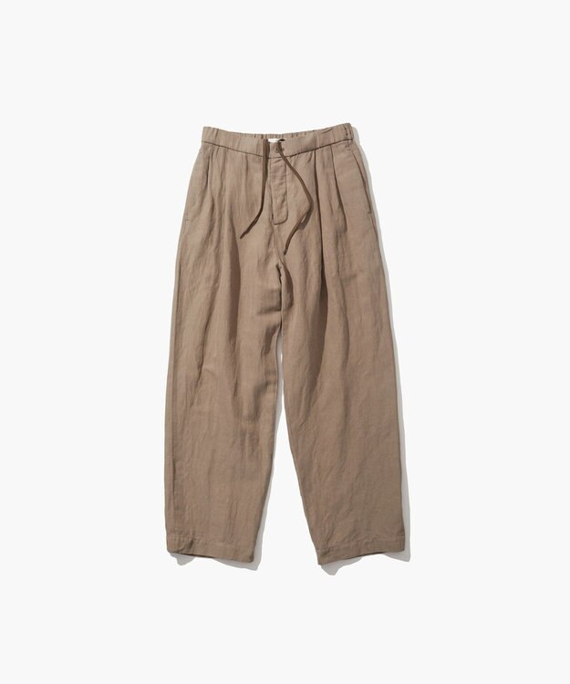 ATON COTTON LINEN VOILE | ツータックイージーパンツ - UNISEX CAMEL