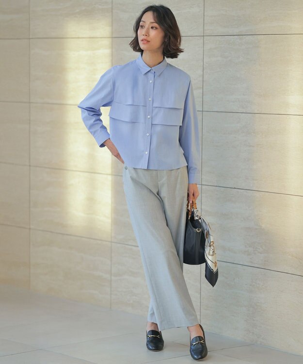 J.PRESS LADIES 【WEB限定カラーあり・一枚で着映え】COTTON TEX シャツ ブラウス サックス系