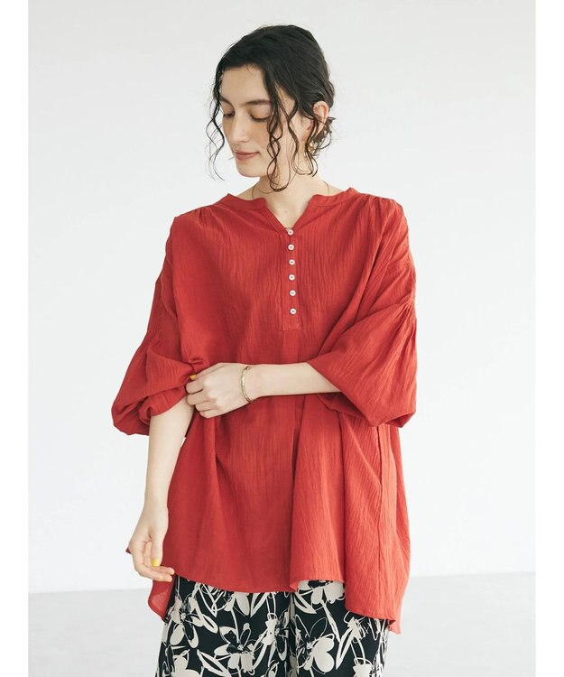 CRAFT STANDARD BOUTIQUE ジョーゼットスキッパーシャツ Red