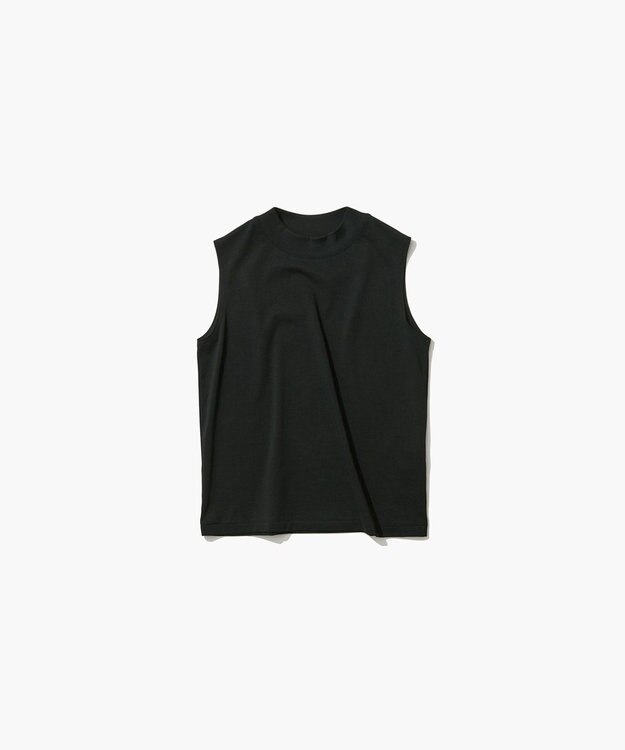 ATON DRY COTTON JERSEY | モックネックスリーブレスプルオーバー BLACK