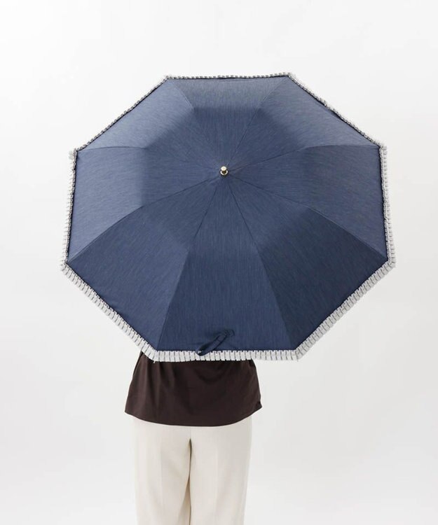 AURORA 【 BLAO（ブラオ）】ギャザーフリル晴雨兼用傘(折りたたみ傘) ネイビー