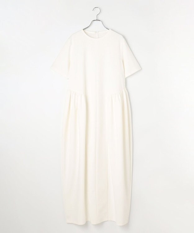 #Newans 【洗える】コクーンシルエットロングワンピース ホワイト