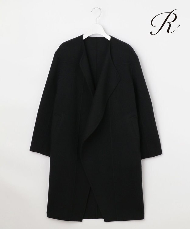 23区 S 【R(アール)】ウールリバー ノーカラー コート ブラック系