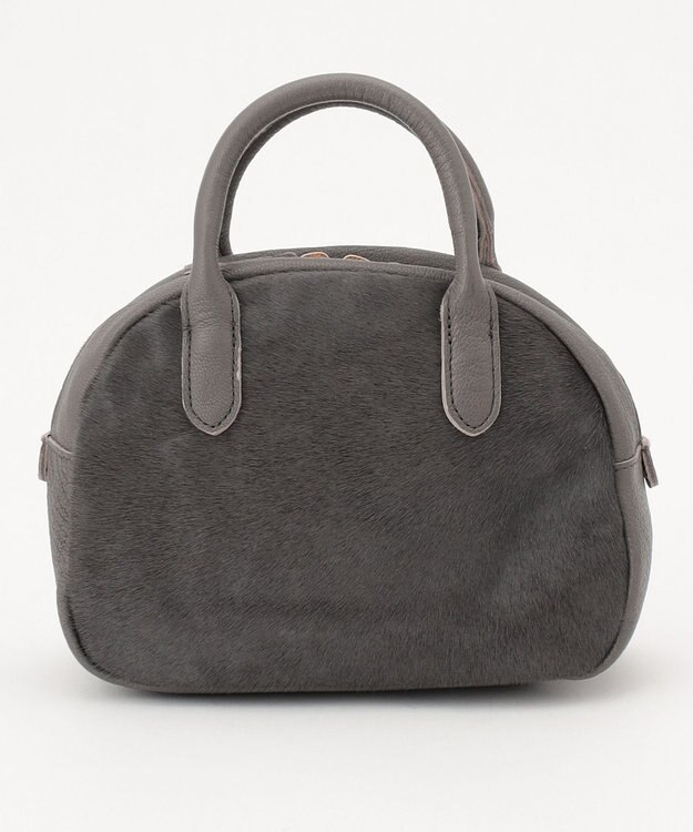 UNBILLION perche 牛革ハラコタイプ×ゴートハーフムーン2wayボストン グレー