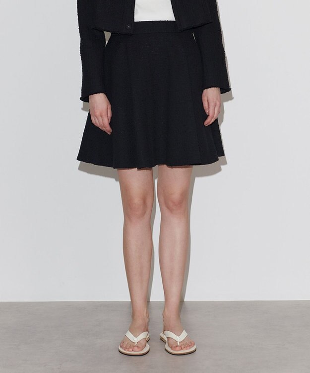 NAVE 【Nave】ストライプツィード  フレアースカート ブラック系